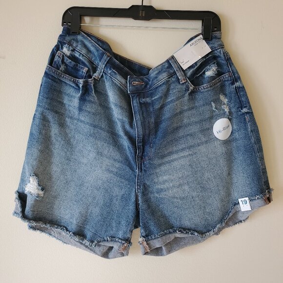 Arizona Jean Company Pants - Arizona Women's Dark Torn Hi Rise Midi Jeans SZ 19